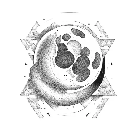 honeydipper in front of moon tattoo design idea