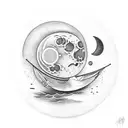 honeydipper in front of moon tattoo design idea