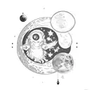 honeydipper in front of moon tattoo design idea