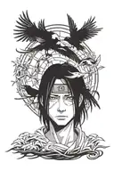 Uchiha Itachi sadness smile with crows  tattoo design idea