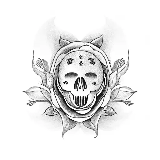 flower with Jason mask in middle  tattoo design idea