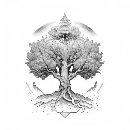 arbre Olivier avec colombe et monument romain tattoo design idea