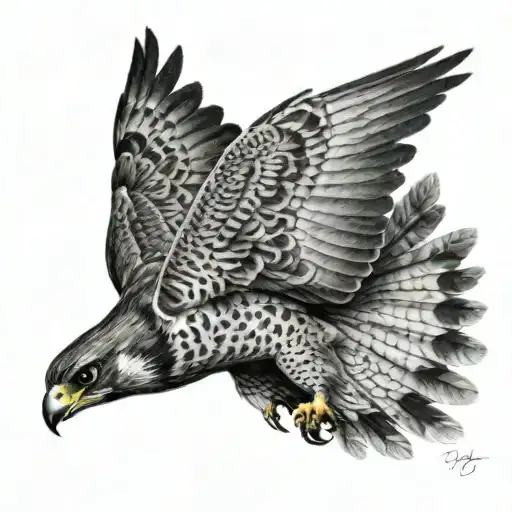 Falcon flying tattoo design idea