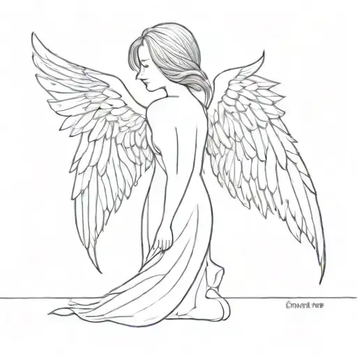 angel wings spread tattoo design idea