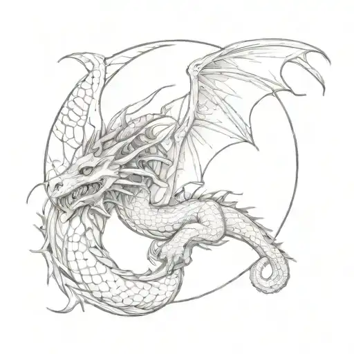 dragon sleeping moon tattoo design idea