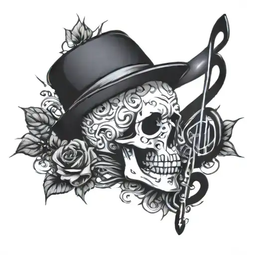 death person remind of music notes tattoo design idea