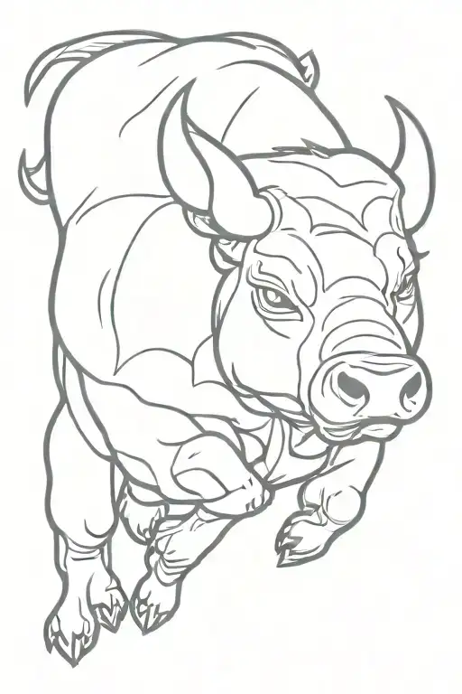 runing raging bull tattoo design idea