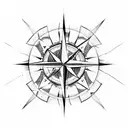 compass rose with mountains tattoo design idea