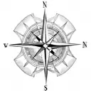 compass rose with mountains tattoo design idea
