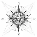 compass rose with mountains tattoo design idea