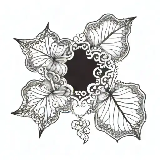 belly button moon leaf clover tattoo design idea