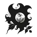 right side of belly button moon leaf and stars tattoo design idea