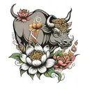 lotus and taurus bull tattoo design idea