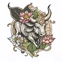 lotus and taurus bull tattoo design idea