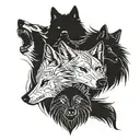 A family of four wolves in a blackwork style tattoo tattoo design idea