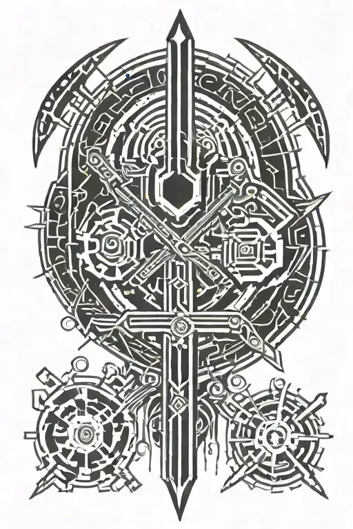 cyber sigilism, sword tattoo design idea