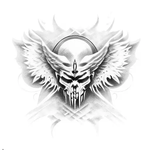 half angel half demon tattoo design idea