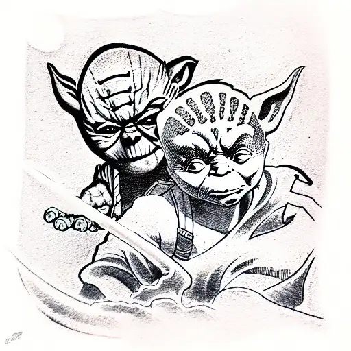captain america and yoda tattoo design idea