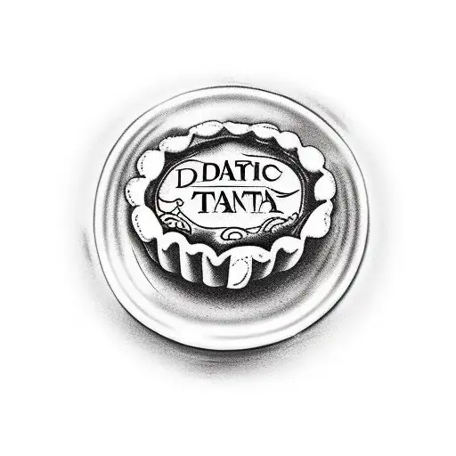 A pastel de Nata in classic style with the words ‘nata today’ around it tattoo design idea