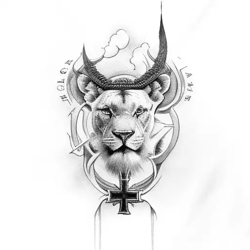 cross with gods creation wording  tattoo design idea
