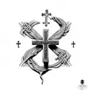 cross with gods creation wording  tattoo design idea
