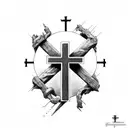 cross with gods creation wording  tattoo design idea