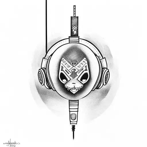 tribal tatoo with headphones and microphone tattoo design idea