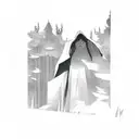Assassin's Creed hooded figure blending into a forest background tattoo design idea
