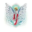 angel wings with a text "Always Keep Fighting" tattoo design idea