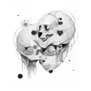 the phrase 'Amor mio' scratched with red lines tattoo design idea