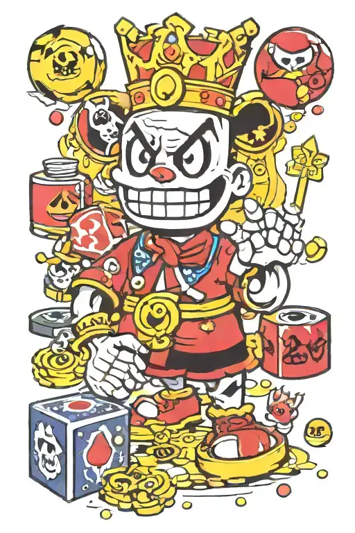 king dice "cuphead game"  tattoo design idea