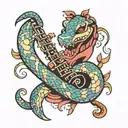 snake saxophone tattoo design idea