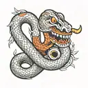 snake saxophone tattoo design idea