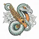 snake saxophone tattoo design idea