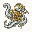 snake saxophone tattoo design idea