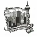 golf theme, Chicago skyline tattoo design idea