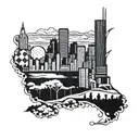 golf theme, Chicago skyline tattoo design idea