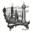 golf theme, Chicago skyline tattoo design idea