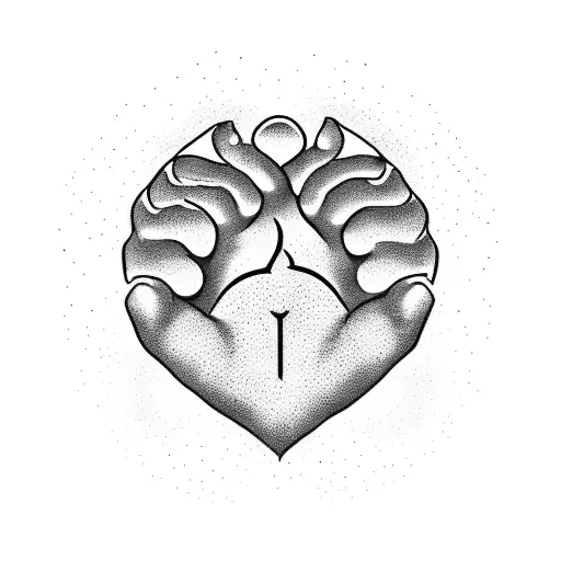 A lion's paw reaching out to hold a heart, symbolizing the protective and loving nature of family. tattoo design idea
