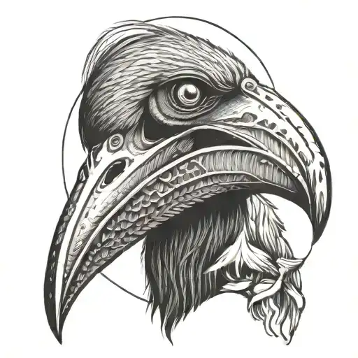 demonic shoebill stork  tattoo design idea