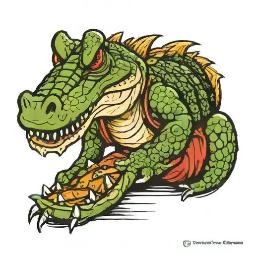 crocodile wrestler tattoo design idea