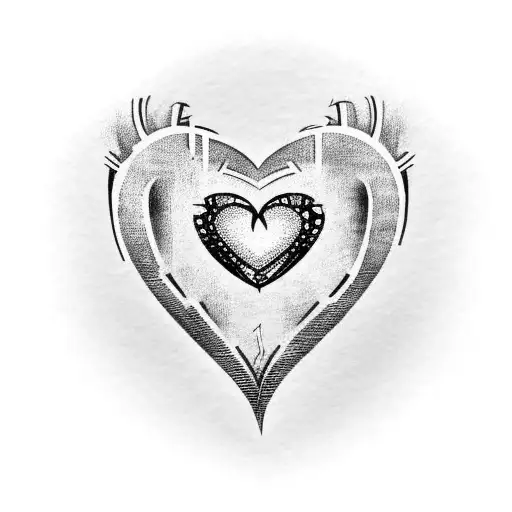 Tribal heart with letter D+T tattoo design idea