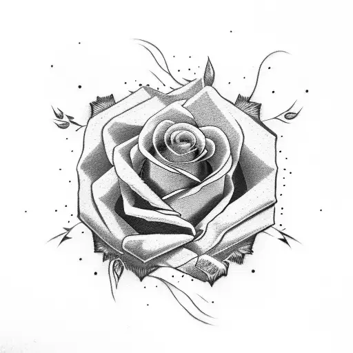 burning rose with barbed wire tattoo design idea