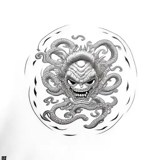 handsome Luffy gear 4th snake man  tattoo design idea