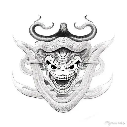 handsome Luffy gear 4th snake man  tattoo design idea