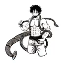 handsome Luffy gear 4th snake man  tattoo design idea