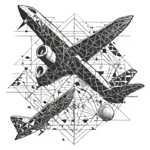 infinite and airplane and trading charts tattoo design idea