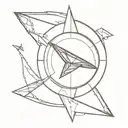 compass with paper airplane flying around it, dimensional tattoo design idea