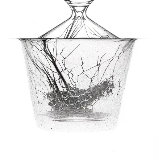 broken glass vase tattoo design idea
