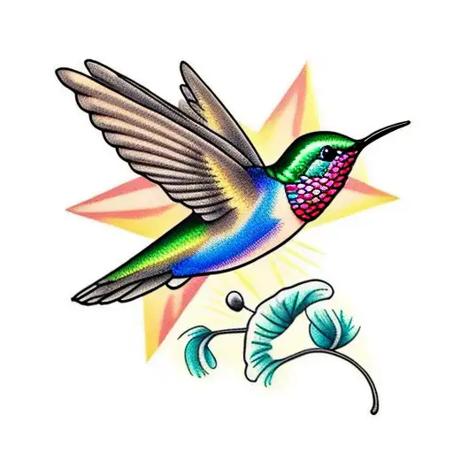 Hummingbird and celosia flower tattoo design idea